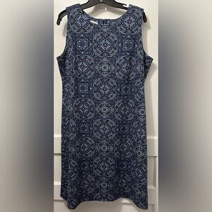 Knee Length Talbots Sleeveless Casual Dress- Blue Diamond dress- Size M